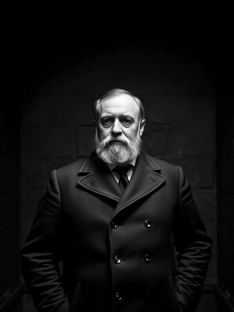 A black and white portrait of Charles Stewart Parnell, a prominent Irish political leader imprisoned in Kilmainham Gaol.